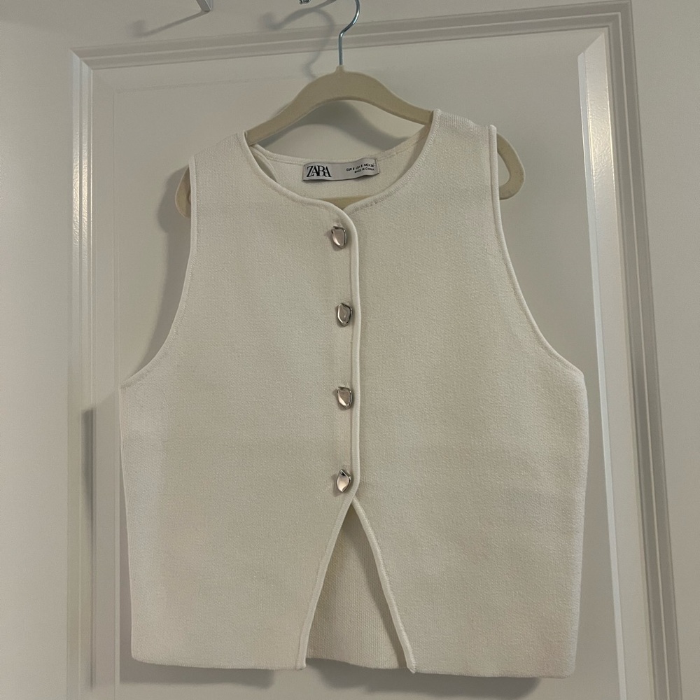 Zara White Knit Vest